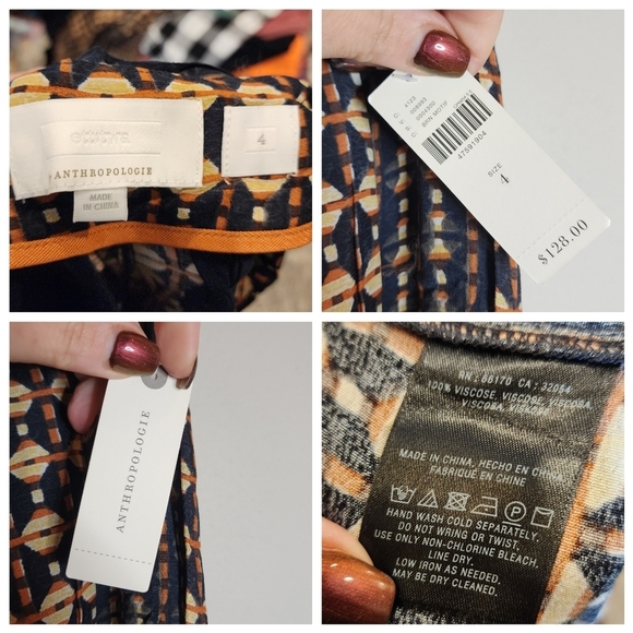 NWT Anthropologie Metzner Wide Leg Trousers Ett:twa Size 4 Geometric Belted - Picture 5 of 16